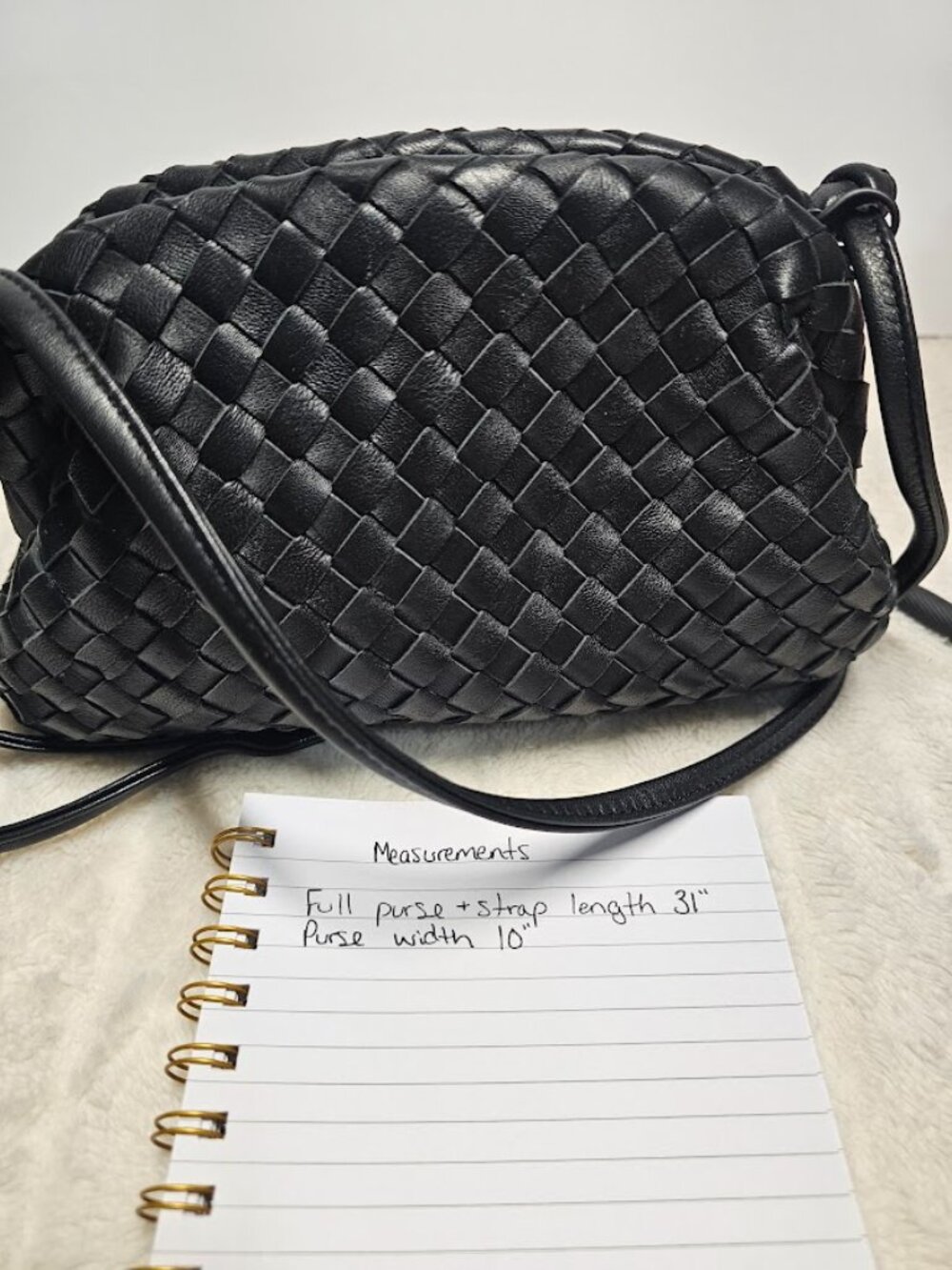 Qunice Black Italian Leather Handwoven Pouch Crossbody Clutch Bag - Picture 5 of 5